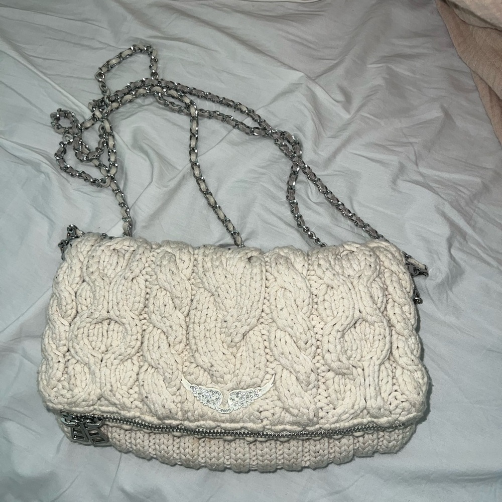 Zadig & voltaire Cream Knit Shoulder Bag